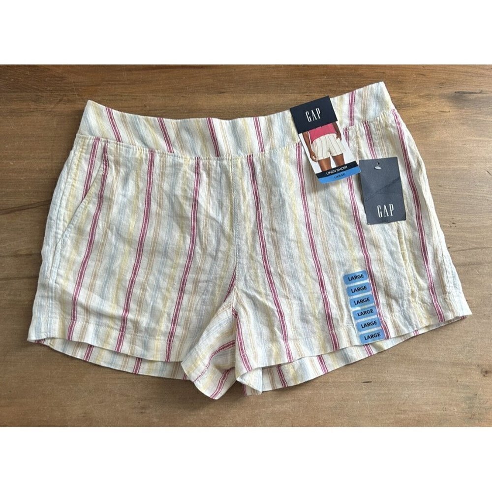 Gap Shorts Womens Large Sun Stripe Pull On Casual NEW Rayon Blend Woven Beach